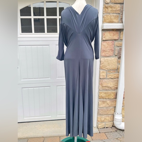 LONG SILVER MAXI COWL NECK LONG SLEEVES MERMAID STYLE DRESS XL - Picture 4 of 8